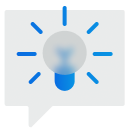 A speech bubble contains a light bulb icon with blue lines radiating, symbolizing how v3 planning software facilitates communication of ideas or inspiration in centric planning.
